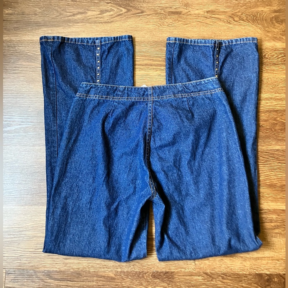 Vintage '80s Carabella Boom Boom Studded Flare Jeans Blue Denim Cotton Medium - Picture 12 of 12